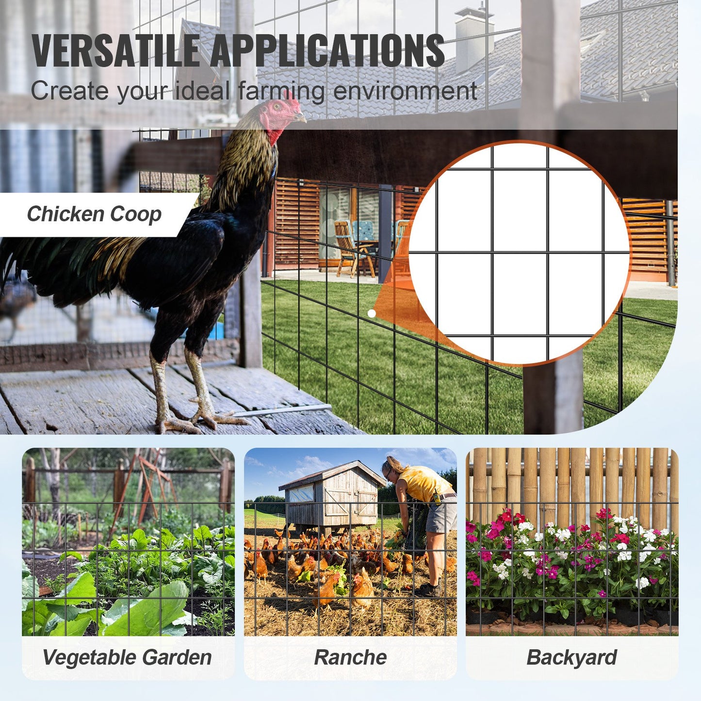Hardware Cloth, 48 Inch x 50 Inch Galvanized Wire Mesh Roll, 16 Gauge Chicken Wire Fence Roll, Vinyl Coating Metal Wire Mesh for Chicken Coop Barrier, Rabbit Worm Fence, Poultry Enclosures