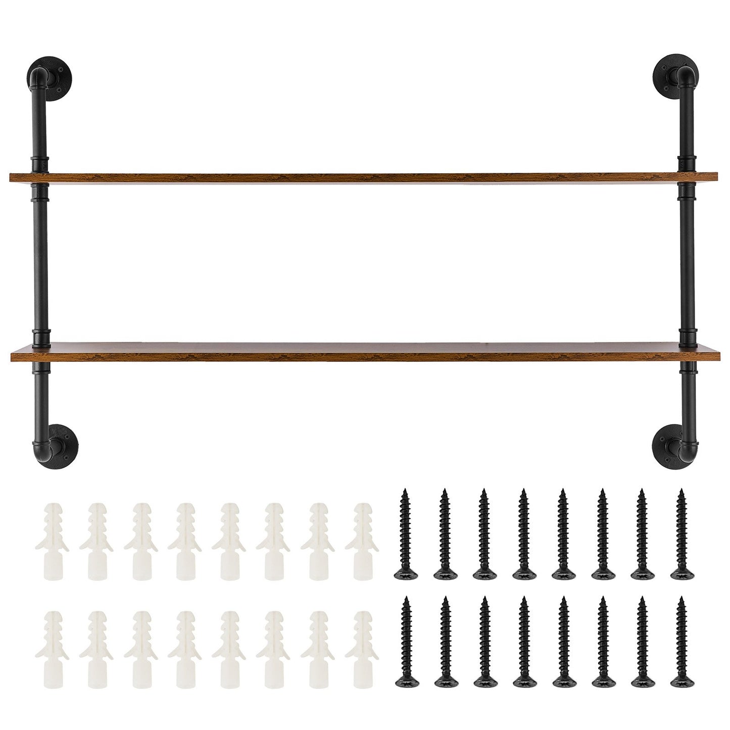 Industrial Pipe Hylla 2 Tier 48x 9,84in Väggfäste för kök sovrum