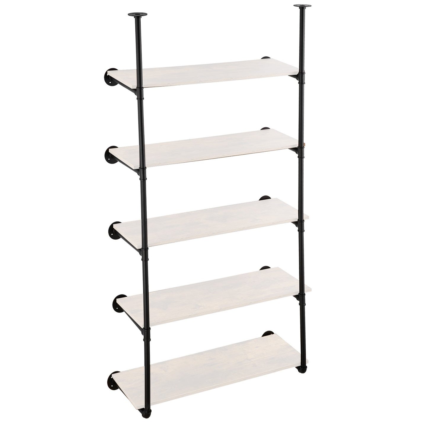 Industrial Pipe Hylla 5 Tier 2PCS 11,8in W Väggmonterade plankor ingår INTE