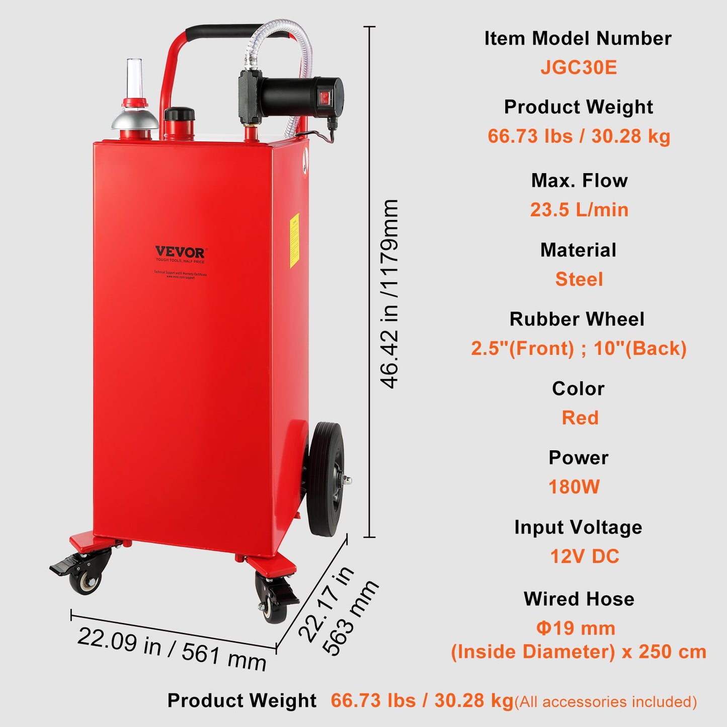 30 Gallon Fuel Caddy Bärbar lagringstank 23,5 L/min med 180W pump