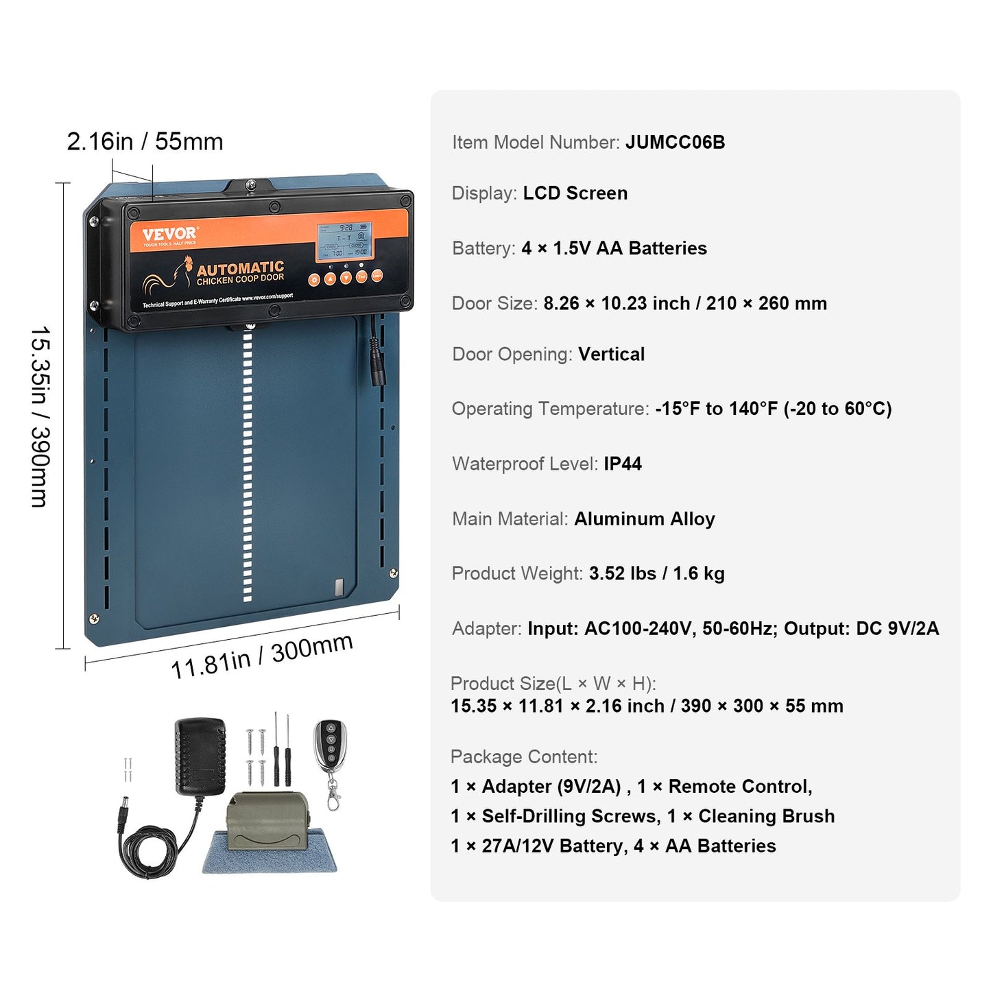 Automatische Hühnerstalltür Automatischer Hühnertüröffner Timer & Lichtsensor