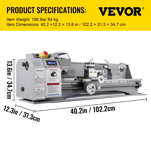 1100W Mini Metal Lathe 220MMx750MM Variable Speed Metal Lathe RPM Metal Milling Machine Digital Milling Metal Lathe with 3-Jaw Chuck, MT5 Spindle Taper, MT2 Taper | EU