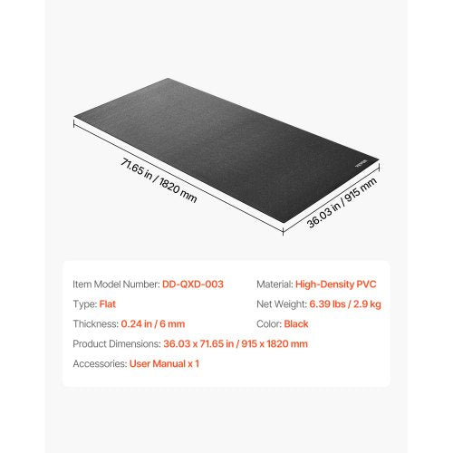 Löpbandsmatta för heltäckningsmatta 6 mm tjock 915x1820 mm träningsmatta för redskap