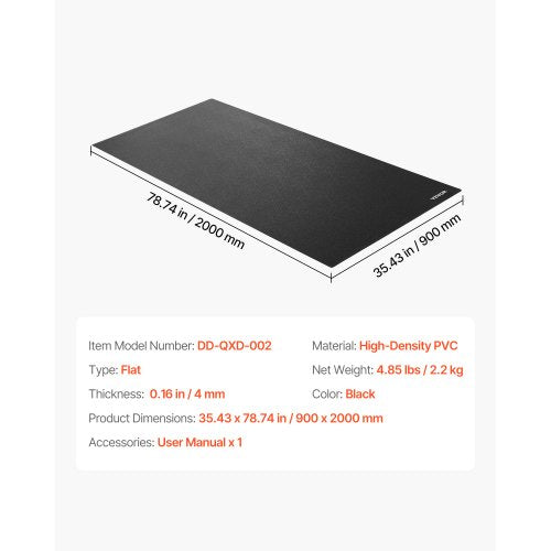 Löpbandsmatta för heltäckningsmatta 4 mm tjock 900x2000 mm träningsmatta