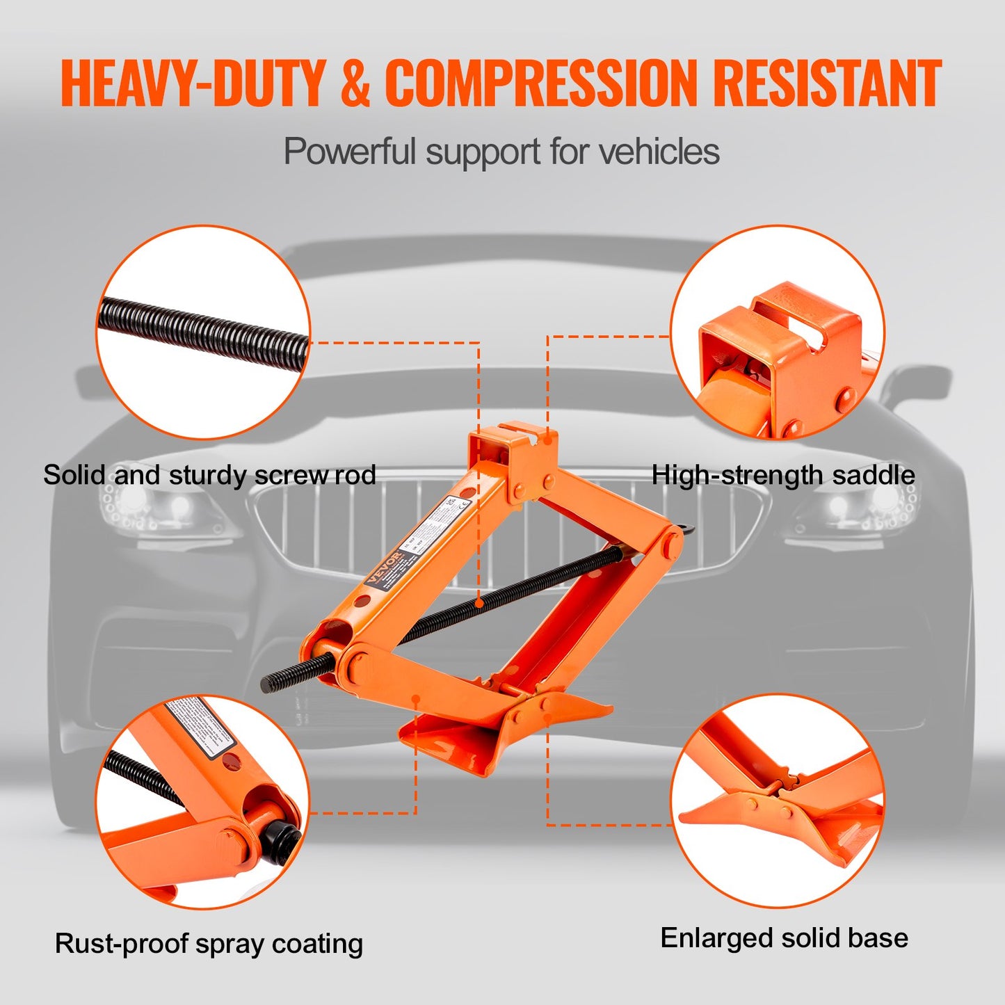 Scissor Jack, 2,5 Ton/5512 lbs Scissor Car Jack, 3,7"-17,1" Lifting Range Scissor Lift Jack med spärrhandtag och L-skiftnyckel, bärbar däckdomkraft för bilar Lastbilar Sedans MPVs