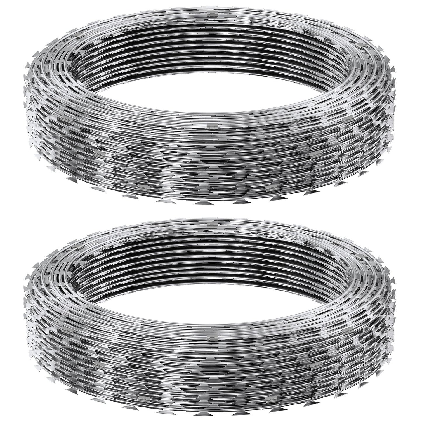 Razor Wires, 98 ft Razor Taggtråd, 2 Rolls Razor Wire Fäktning Razor Razor staket, Dubbelspiral Razor Ribbon Taggtråd Galvaniserat Razor Wire staket, Rolls Razor för trädgård
