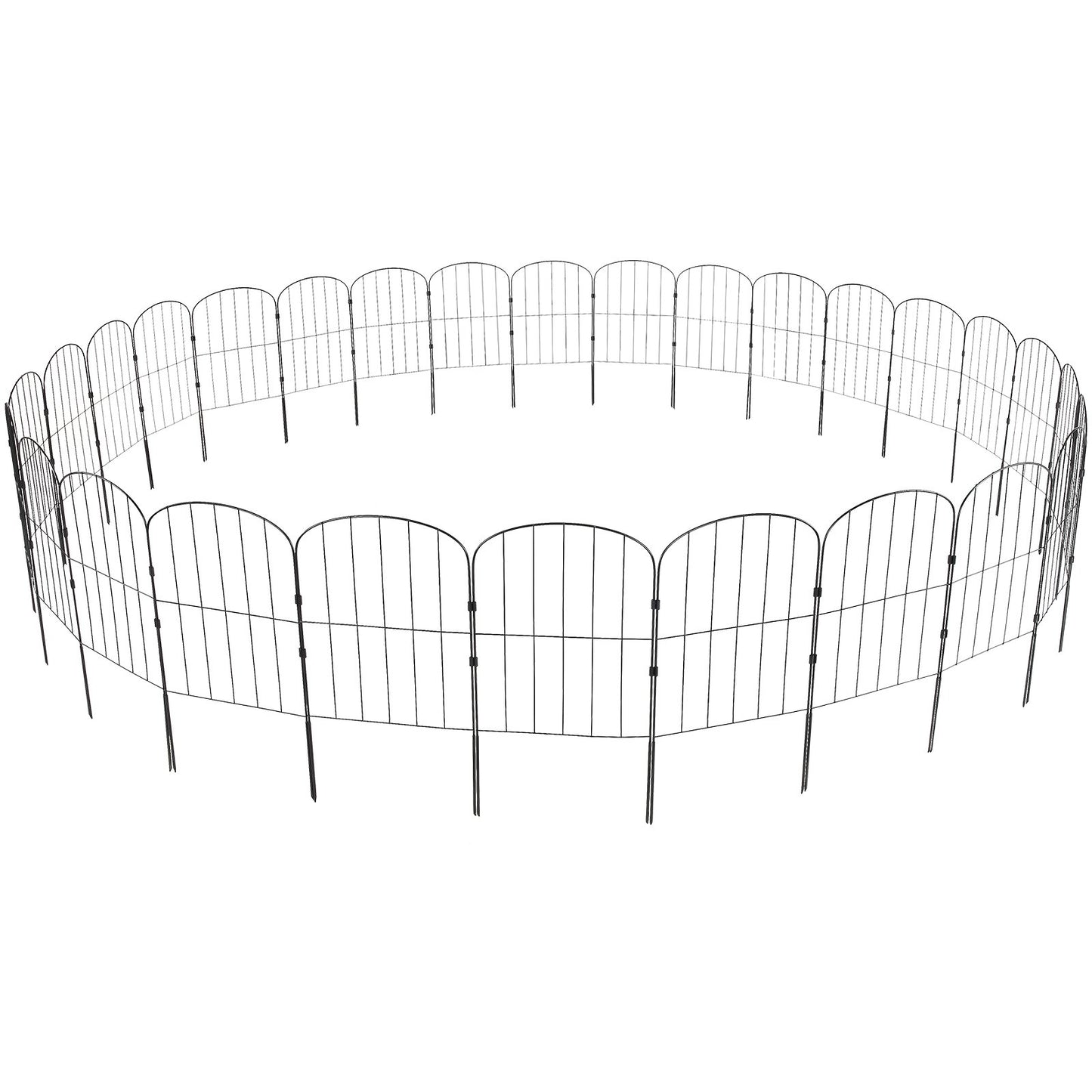 Garden Fence, No Dig Fence 24''(H)x13''(L) Animal Barrier Fence, Decorative Underground Garden Fence with 2 Inch Spike Spacing, Metal Dog Fence for Yard and Patio, 28-Pack