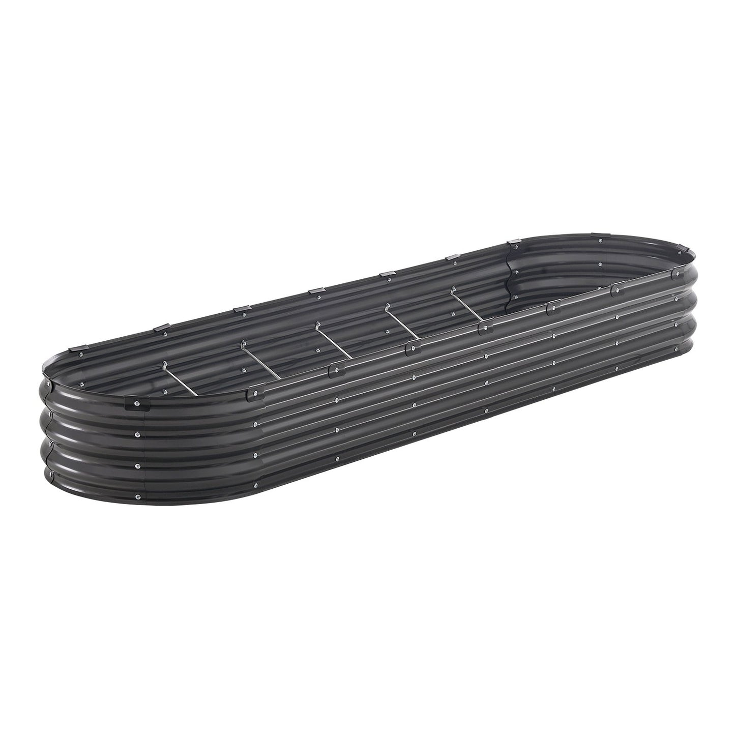 Metal Raised Garden Bed 8x2x1 ft Outdoor Galvanized Planter Box Dark Grey