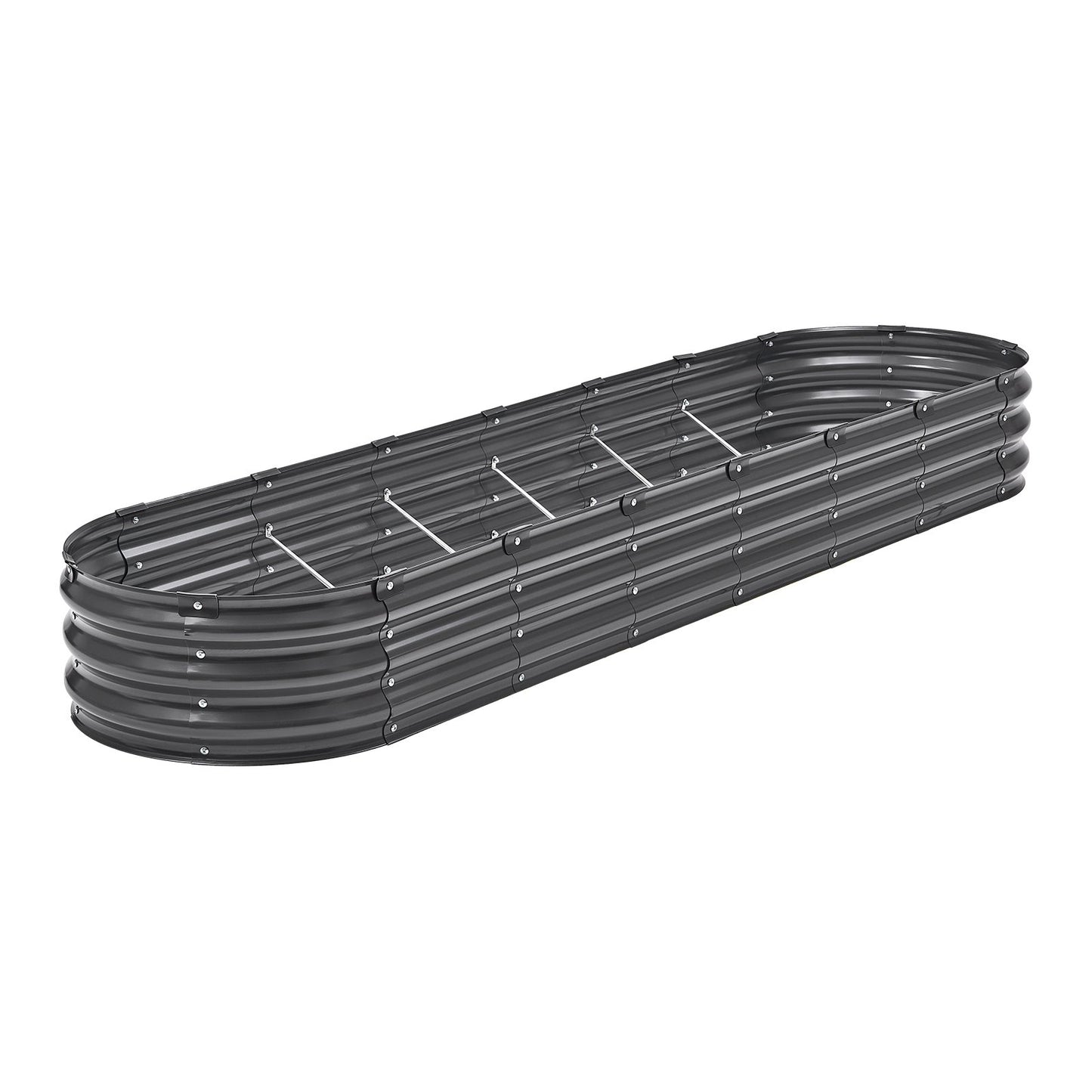 Metal Raised Garden Bed 8x2x1 ft Outdoor Galvanized Planter Box Dark Grey