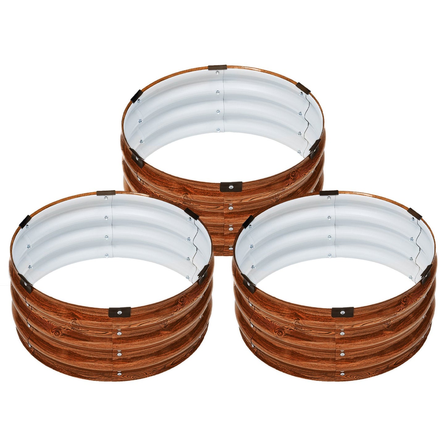 Metal Raised Garden Bed 2x1 Foot 3 Pcs Outdoor Galvanized Planter Wood Grain