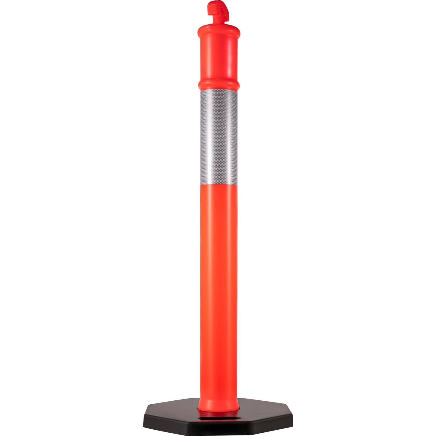 Traffic Delineator Posts 44 Inch Height Channelizer Cones Orange PE Delineator Post Kit 10 Inch Reflective Tape, Portable Delineators Post with Rubber Base 16 Inch, Delineator Cones Set of 3