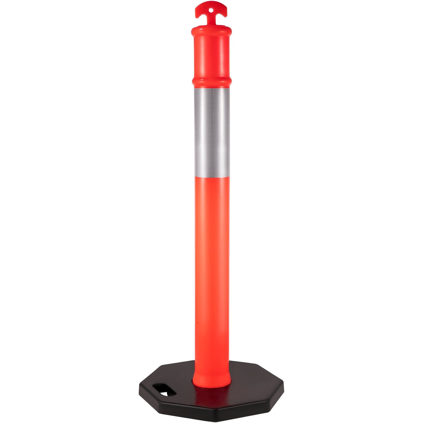 Traffic Delineator Posts 44 Inch Height Channelizer Cones Orange PE Delineator Post Kit 10 Inch Reflective Tape, Portable Delineators Post with Rubber Base 16 Inch, Delineator Cones Set of 3