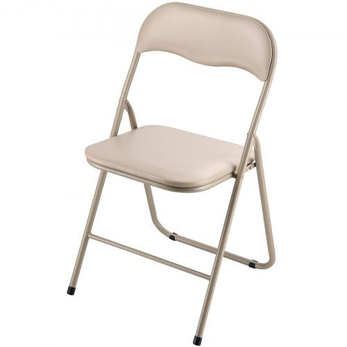 4-pack folding chairs portable leather armchairs with padded cushions khaki
