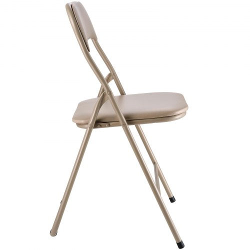 4-pack folding chairs portable leather armchairs with padded cushions khaki