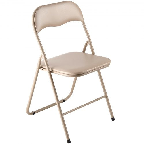 4-pack folding chairs portable leather armchairs with padded cushions khaki