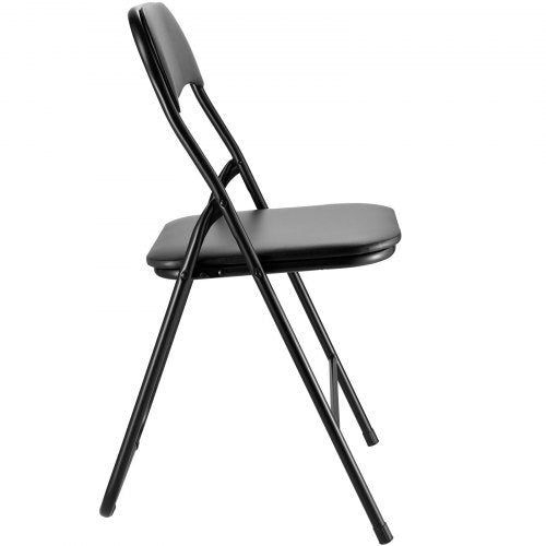 4-pack folding chairs portable leather armchairs with padded cushions black