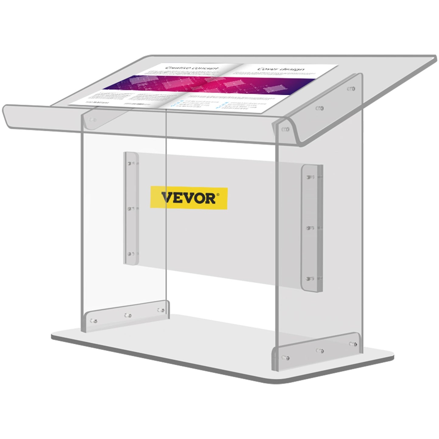 Tisch-Acryl-Podium, 49,5 cm hoch, Plexiglas-Podium, 68,6 x 34,3 cm, Tisch-Acryl-Kanzel für Kirchen, schräge Oberfläche mit Lippe für Buchhalter, transparentes Rednerpult für Vorlesungen, Rezitationen, Reden und Präsentationen