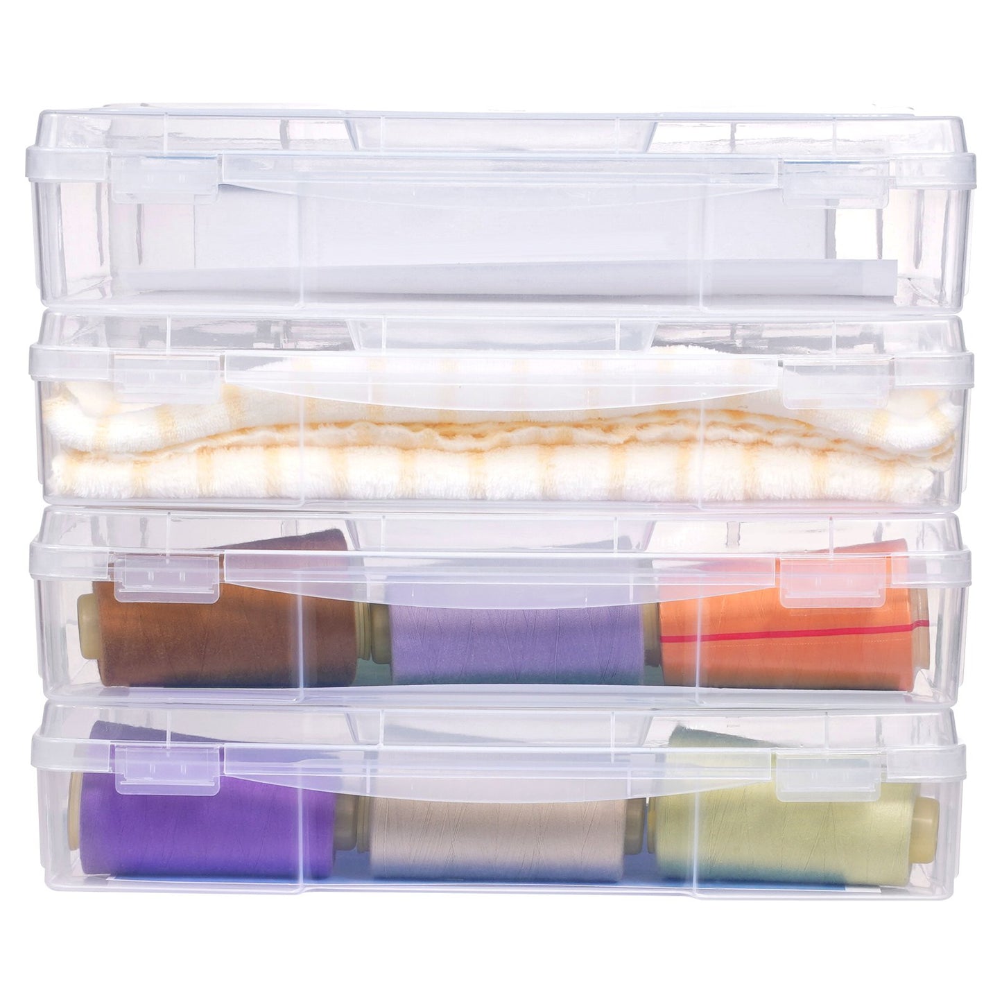 Scrapbook Paper Storage 4-Pack Stackable Plastic Board Game Boxes Clear Case