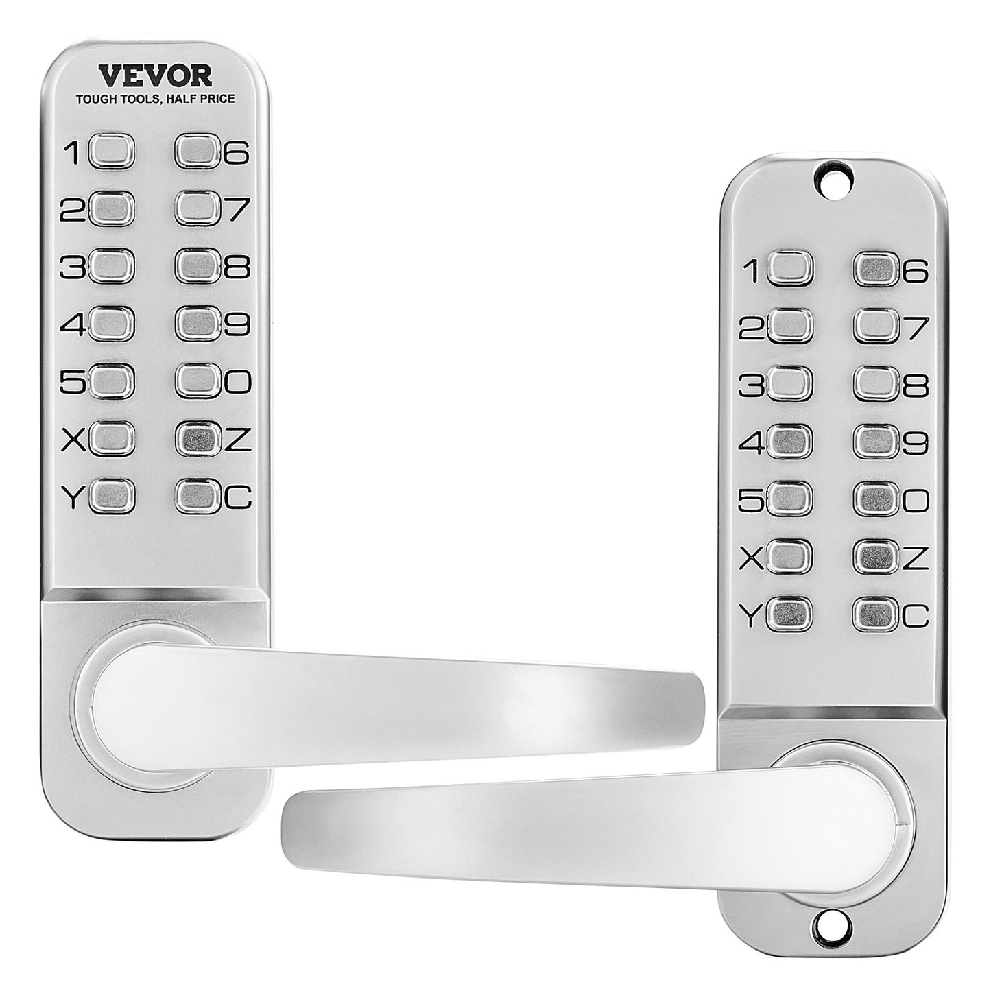 Mechanical Keyless Entry Door Lock 14 Keys Mechanical Keypad Lock Sliver