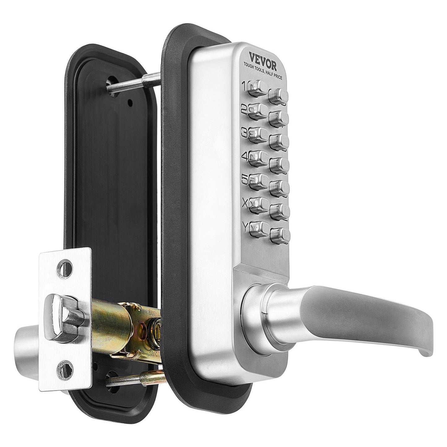 Mechanical Keyless Entry Door Lock 14 Keys Mechanical Keypad Lock Sliver