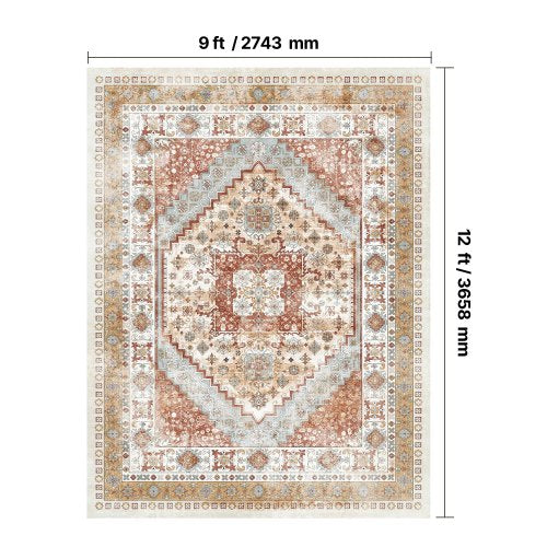 Large Area 2.4 x 3.6 m Non-Slip Indoor Carpet Vintage Brown Red