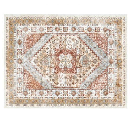 Large Area 2.4 x 3.6 m Non-Slip Indoor Carpet Vintage Brown Red