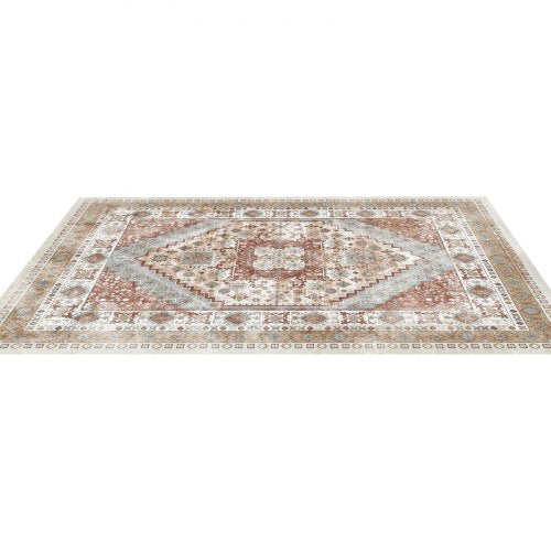 Large Area 2.4 x 3.6 m Non-Slip Indoor Carpet Vintage Brown Red