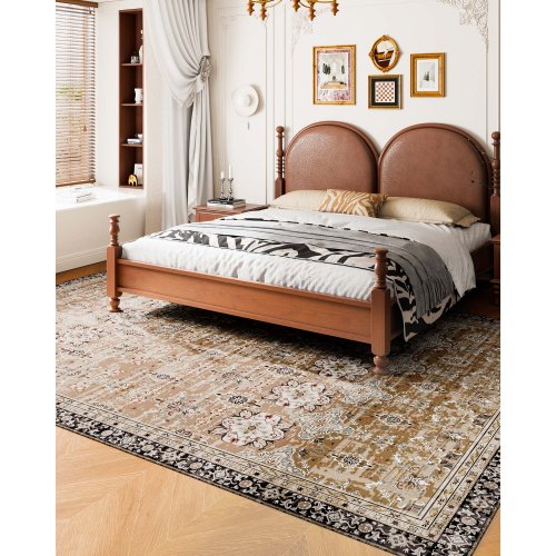 Large area 2.4 x 3.6 m non-slip indoor carpet Vintage brown green