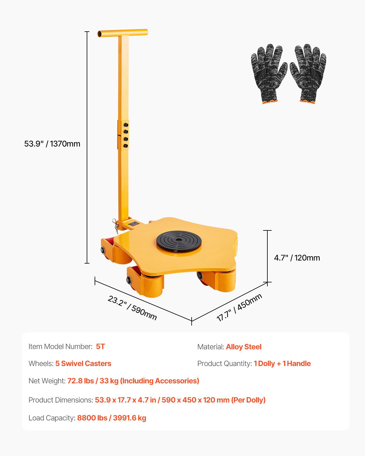 Maschinen-Rollschuh 8800 lbs Maschinen-Rollschuh mit Griff 360°-Drehung