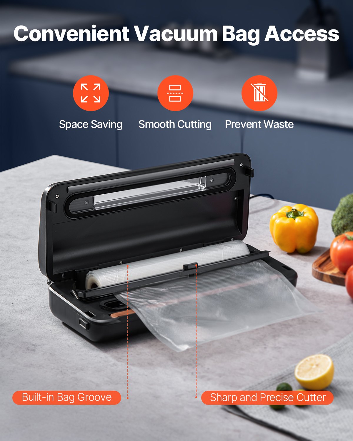 7-i-1 Vacuum Sealer Machine Compact Automatic Food Saver 120W Bags & Roll