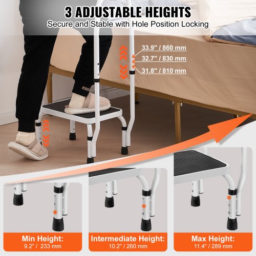 Step Pall Stege 3 Justerbar höjd med handtag Max belastning 150KG för husbilar | EU
