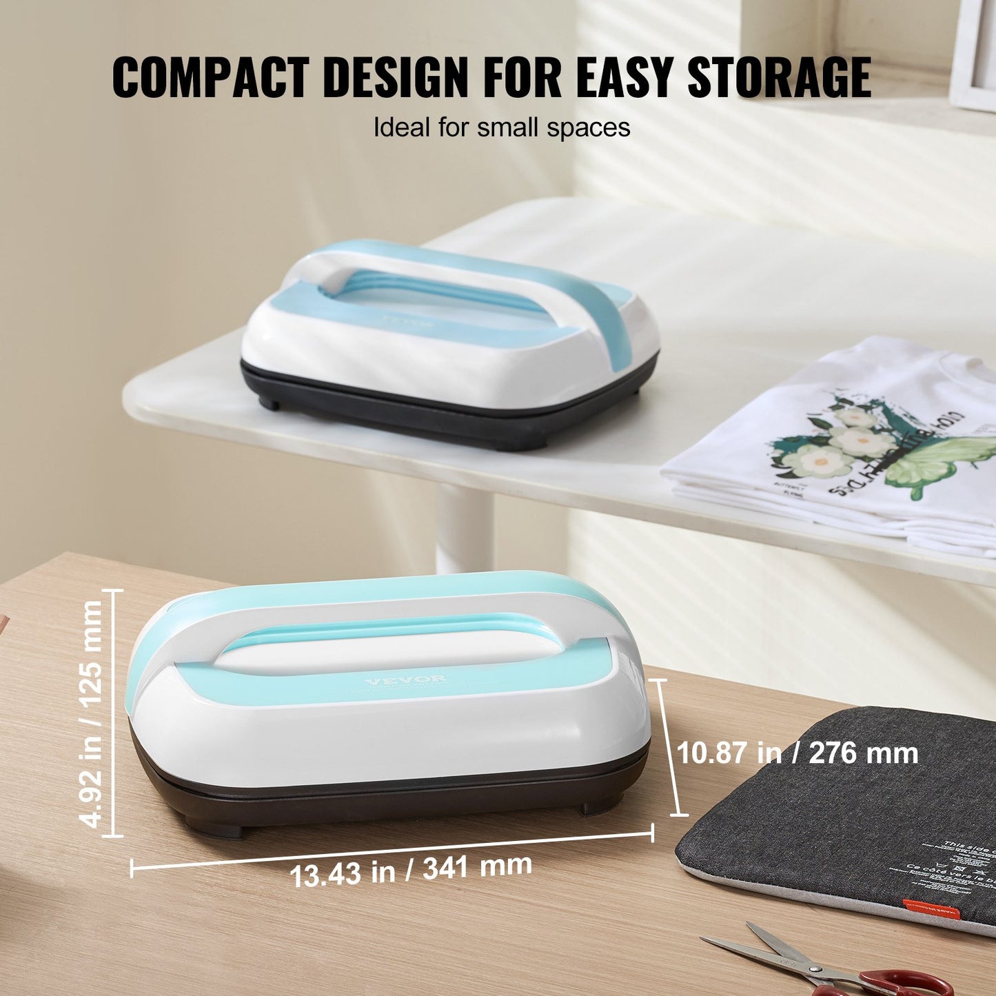 Värmepressmaskin 12 x 10 i bärbar värmeöverföringsmaskin Blå+Vit