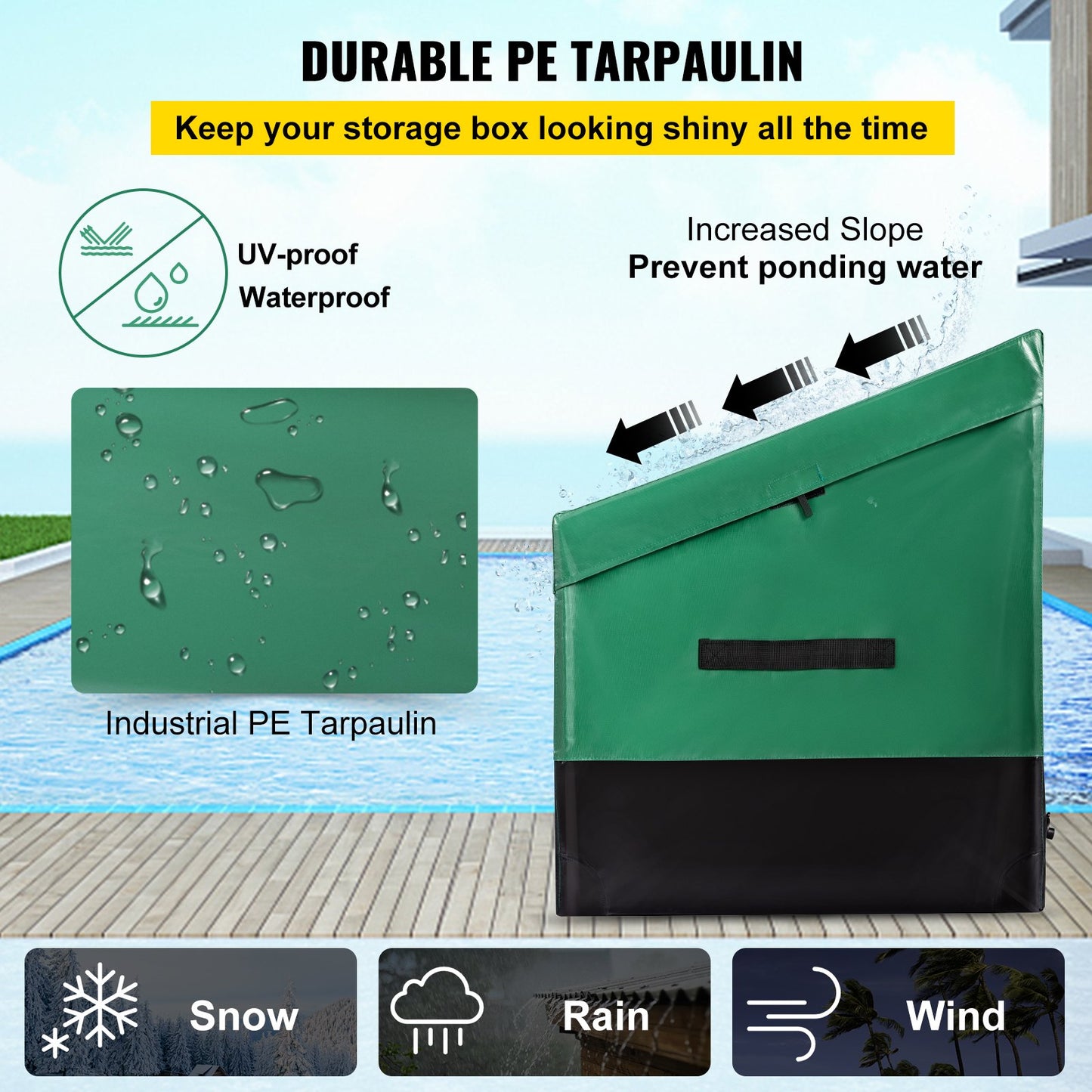 Outdoor-Aufbewahrungsbox, Terrassendeck-Box, 150 Gallonen, wasserdichte PE-Plane