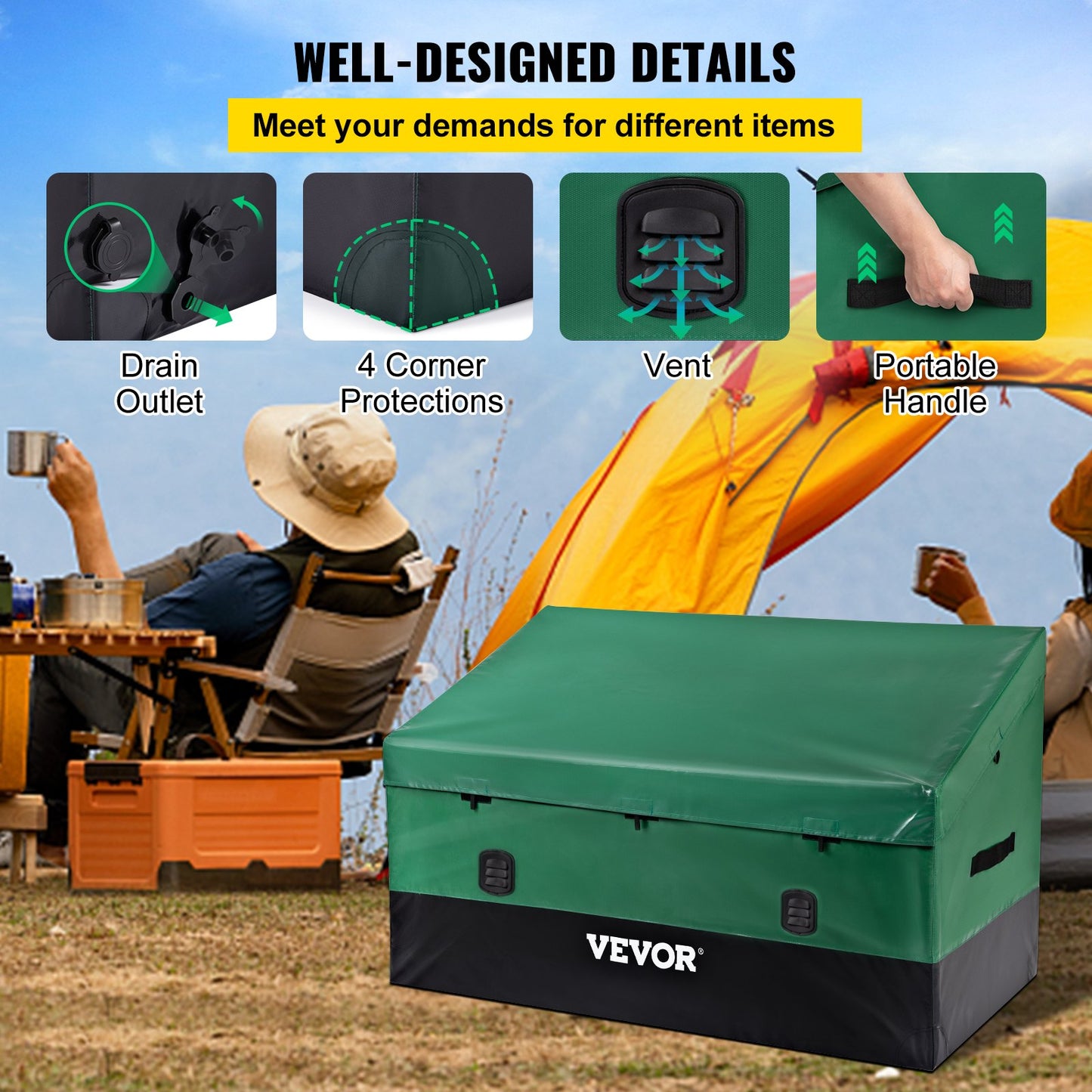 Outdoor-Aufbewahrungsbox, Terrassendeck-Box, 150 Gallonen, wasserdichte PE-Plane