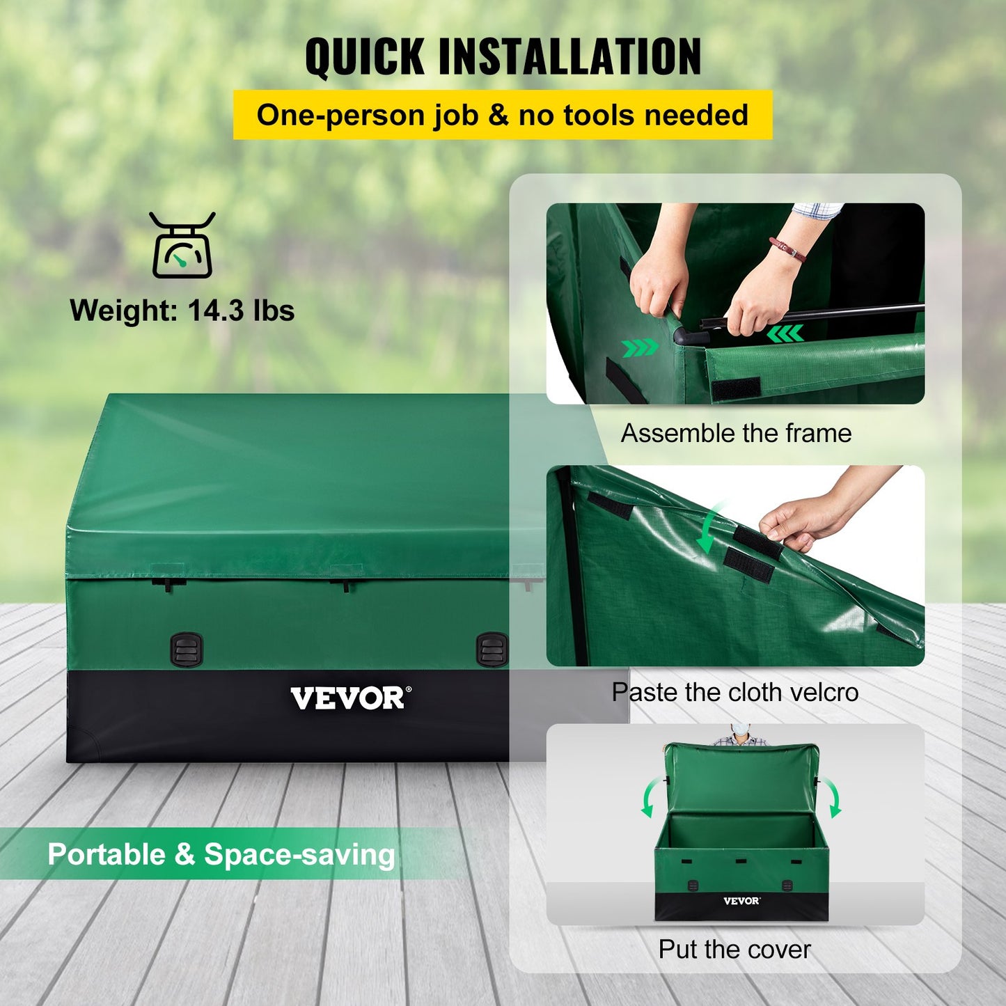 Outdoor-Aufbewahrungsbox, Terrassendeck-Box, 150 Gallonen, wasserdichte PE-Plane