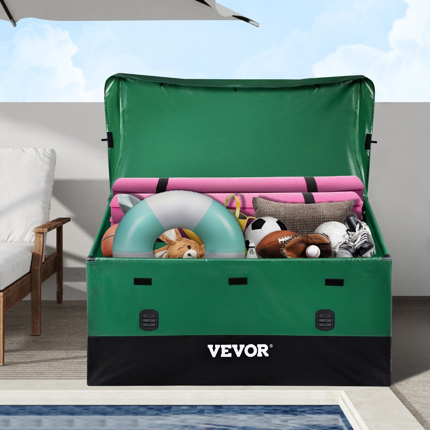 Outdoor-Aufbewahrungsbox, Terrassendeck-Box, 150 Gallonen, wasserdichte PE-Plane