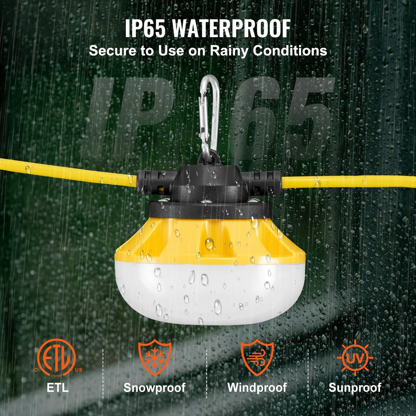 100FT Construction String Lights 100W 10000LM Pluggable Waterproof