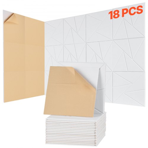 18-pack akustiska väggpaneler 28 x 28 x 1,8 cm självhäftande vita | EU