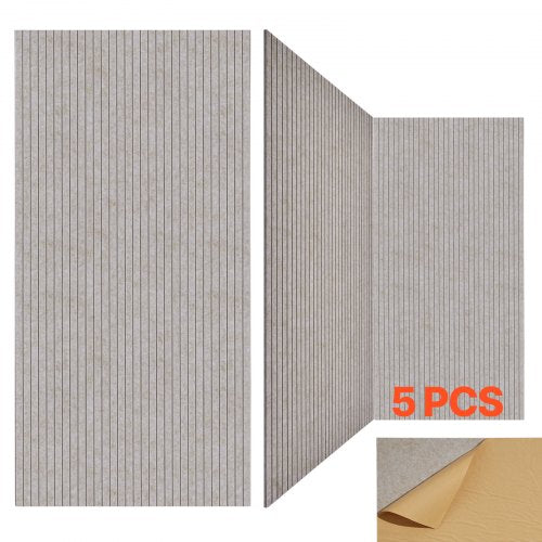 5-pack acoustic wall panels 47.2 x 23.6 x 0.4 inch self-adhesive camel colored