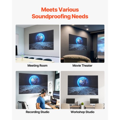 6-pack acoustic panels 23.6 x 23.6 inches self-adhesive for grounding