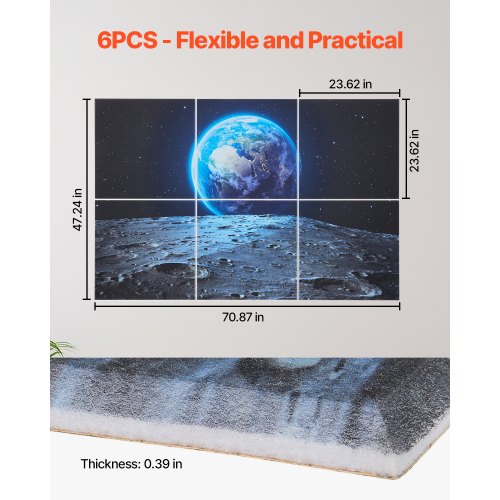 6-pack acoustic panels 23.6 x 23.6 inches self-adhesive for grounding