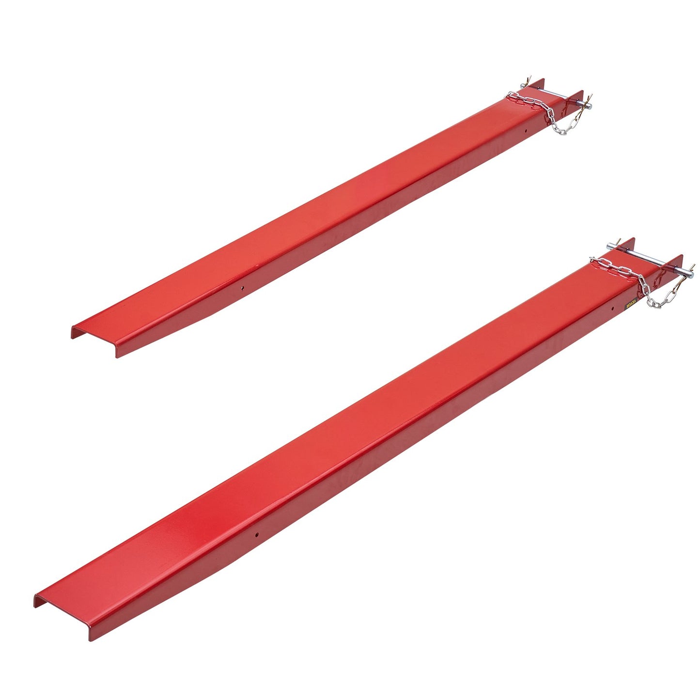 Pallgaffelförlängningar, 82" längd 4,5" bredd, kraftiga kolstålgaffelförlängningar för gaffeltruckar, 1 par gaffelförlängningar med stift, gaffelgaffelfästen för gaffeltruck, röd