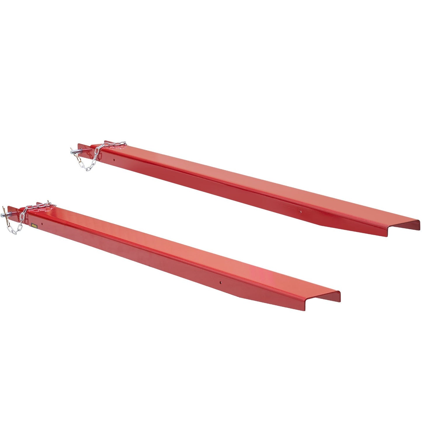 Pallgaffelförlängningar, 82" längd 4,5" bredd, kraftiga kolstålgaffelförlängningar för gaffeltruckar, 1 par gaffelförlängningar med stift, gaffelgaffelfästen för gaffeltruck, röd