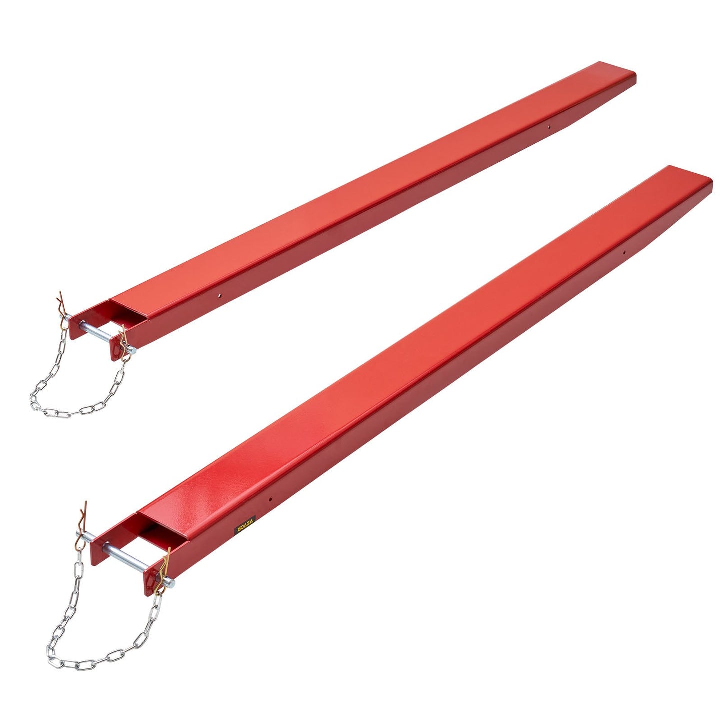 Pallgaffelförlängningar, 82" längd 4,5" bredd, kraftiga kolstålgaffelförlängningar för gaffeltruckar, 1 par gaffelförlängningar med stift, gaffelgaffelfästen för gaffeltruck, röd