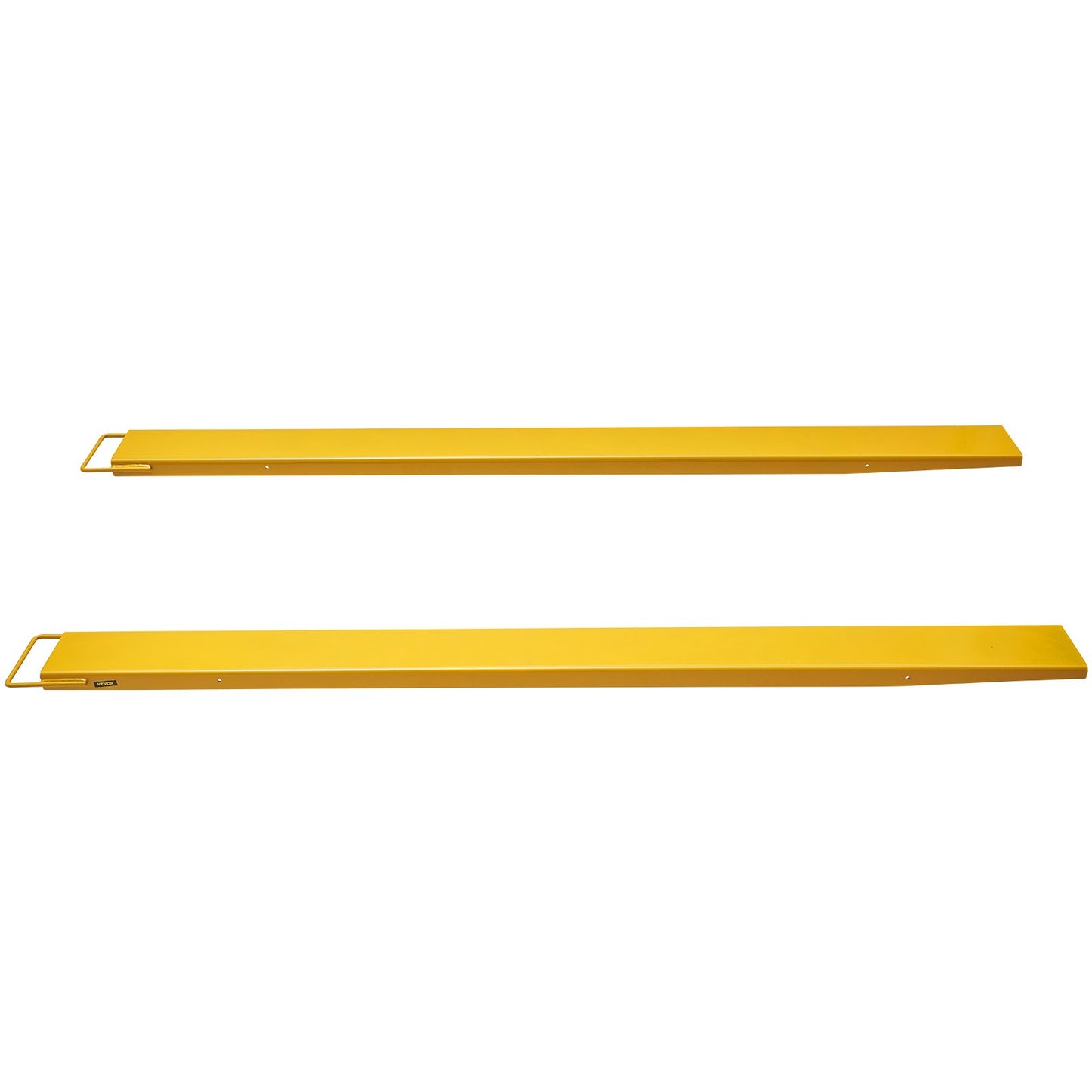 Pallgaffelförlängningar, 96" längd 4,5" bredd, kraftiga kolstålgaffelförlängningar för gaffeltruckar, 1 par gaffelförlängningar, industriella gaffelgaffelfästen för gaffeltruck, gul