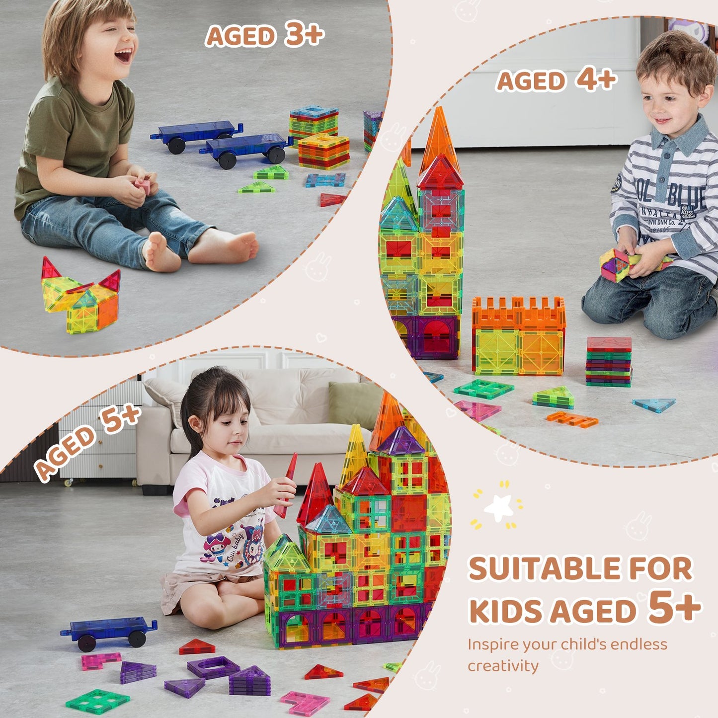 Magnetiska plattor Magnetisk byggleksak 180 ST Magnetblock för barn 3D-set