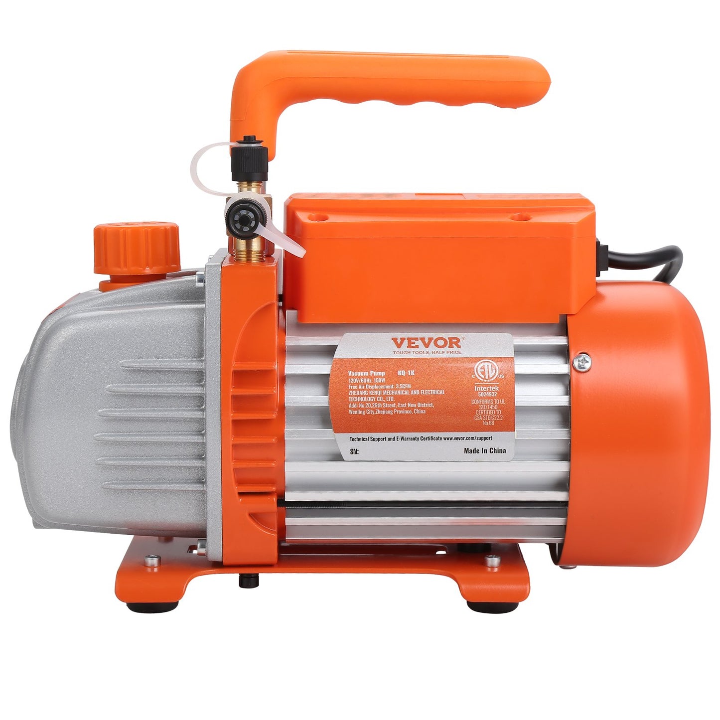 1/5 HP 3.5 CFM AC Vacuum Pump and Gauge Kit, Single Stage Rotary Vane HVAC Air Vacuum Pump A/C Refrigerant Kit Manifold Gauge Kit, with Tri-Color Hose Carrying Case, Applicable to R134a, R1234yf