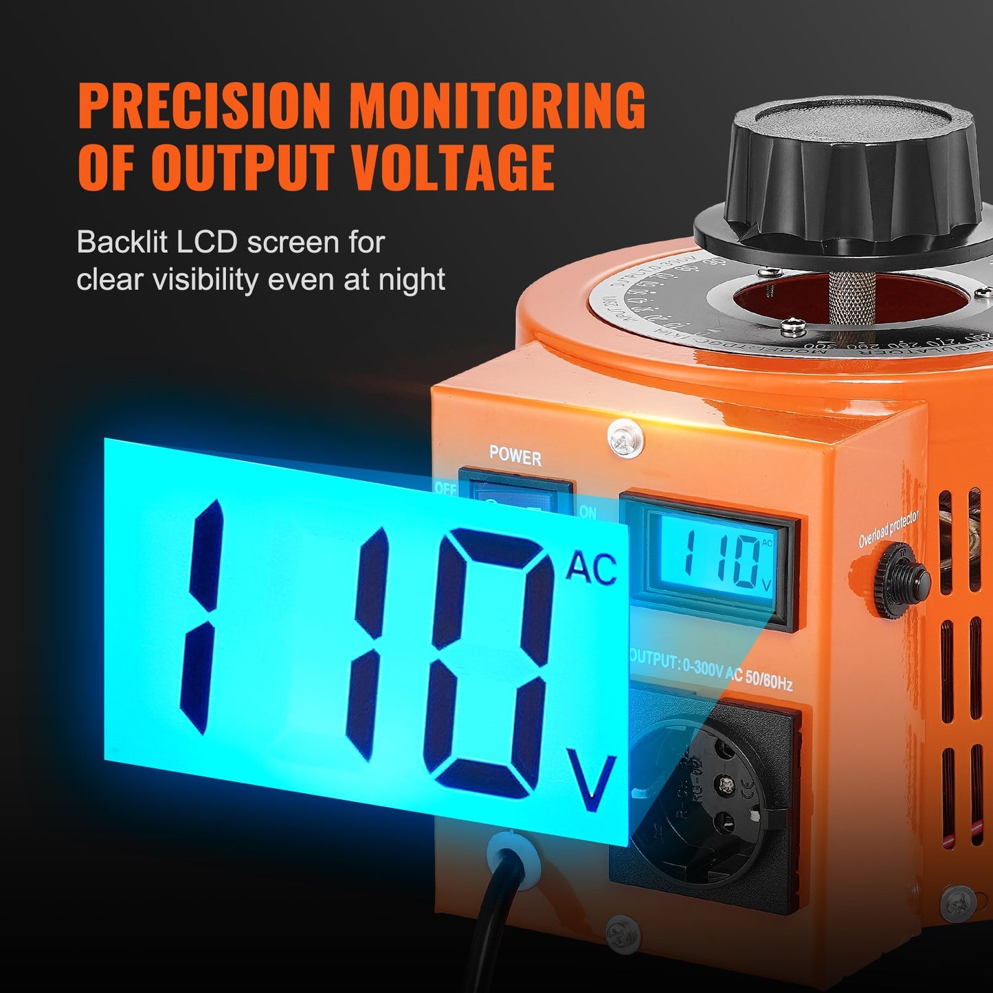 1000VA Variable Voltage Transformer 3.3A 0-300V Voltage Regulator LCD CE