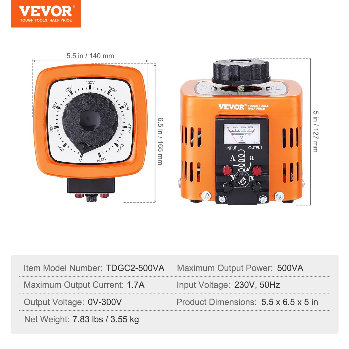 500VA Transformator för variabel spänning 1,7A 0-300V AC spänningsregulator CE