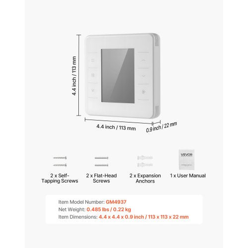 7-dagars programmerbar termostat, hemtermostater för värmepump, luftkonditionering, golvvärme, LED-skärm med bakgrundsbelysning och 1 kyla + 1 värme, energieffektiv, brett temperaturområde, vit | EU